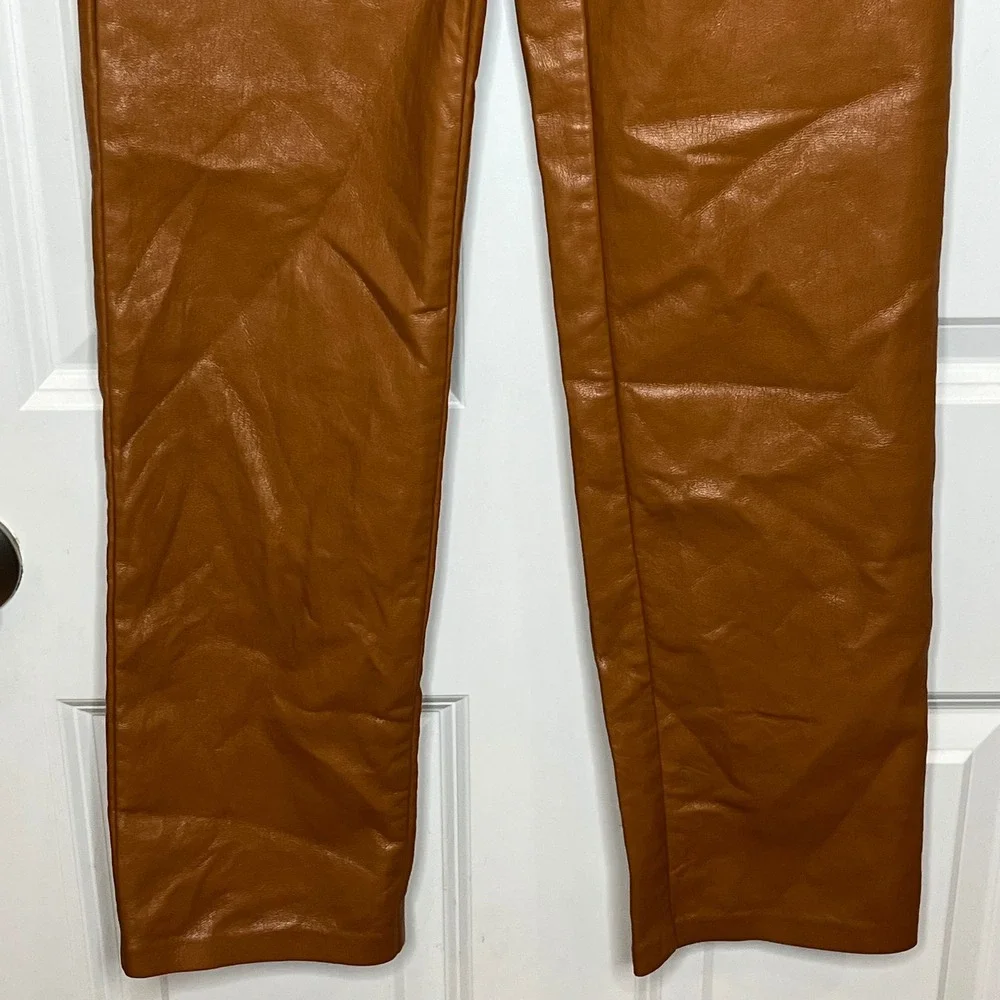 Wilfred Melina Vegan Leather Pants Cognac Brown High Rise Straight Leg Size‎ 00